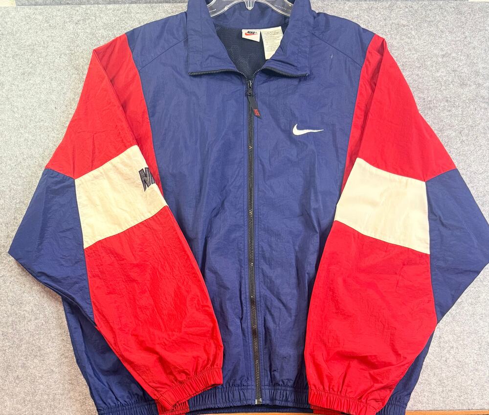 Vintage 90s Nike Windbreaker Jacket Mens XL Red White Blue Colorblock